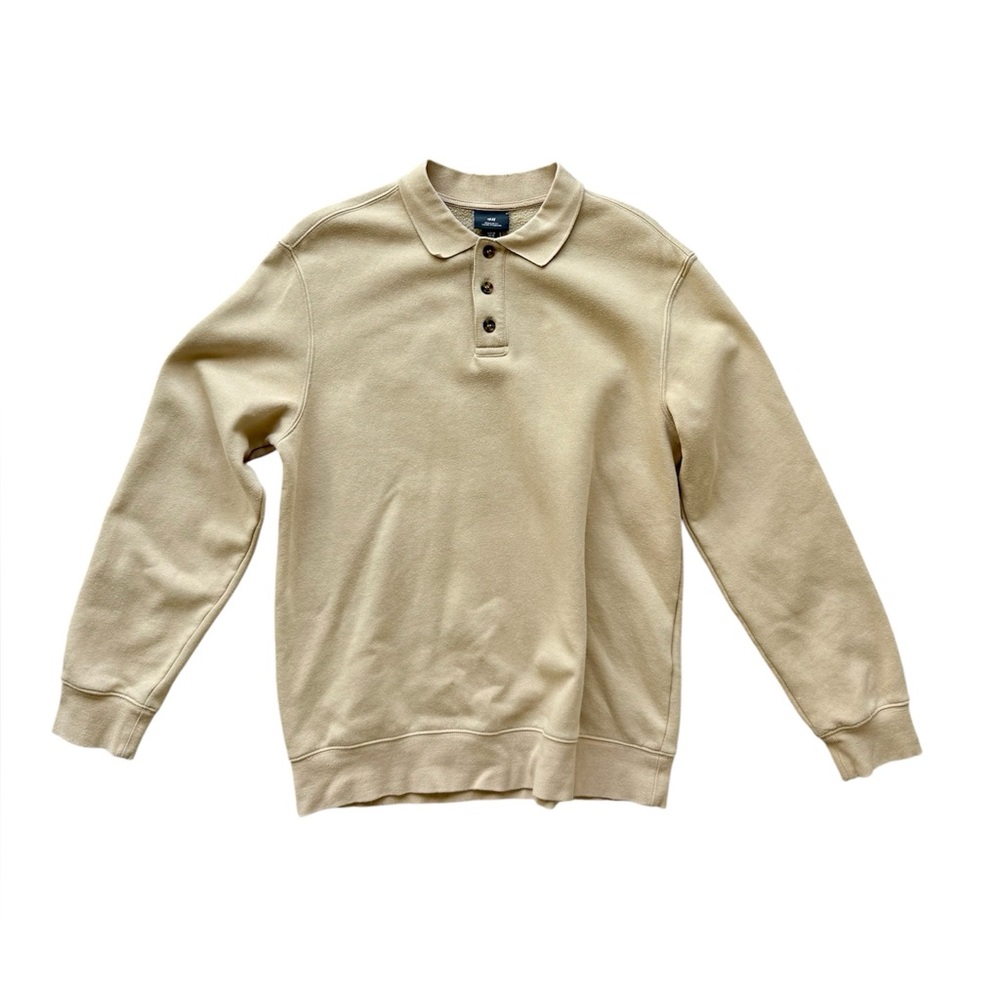 Zara Man Polo Sweatshirt, Beige, Size M